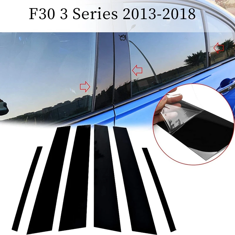 

6 шт. для-BMW 3 серии F30 2013-2018, отделка столба, глянцевая черная накладка на дверь автомобиля, окно, столб, столб, Молдинг