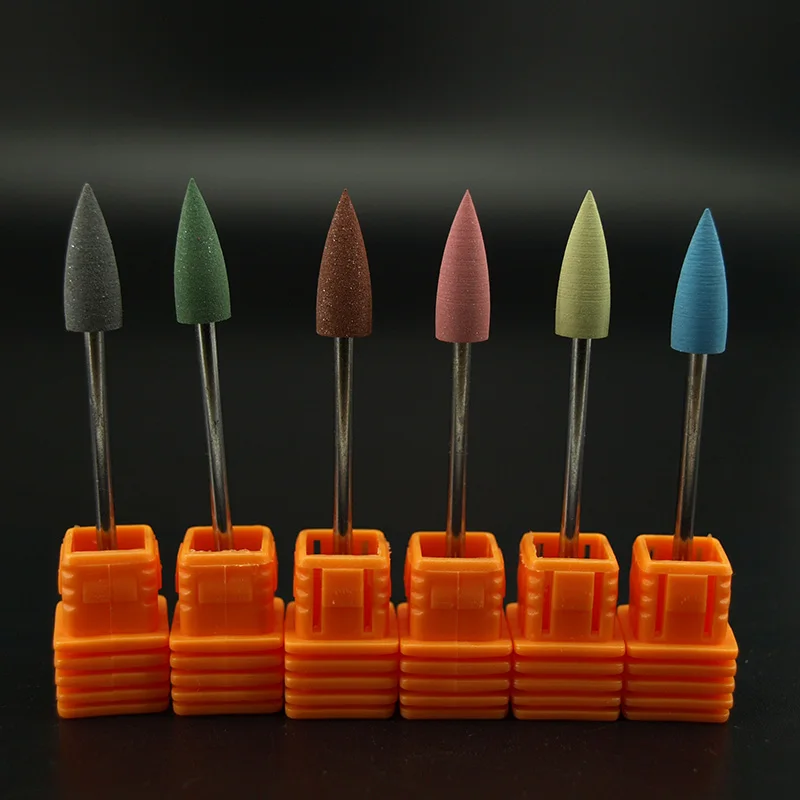 Высокое качество 6 шт./лот силиконовая насадка для полировки ногтей конусные