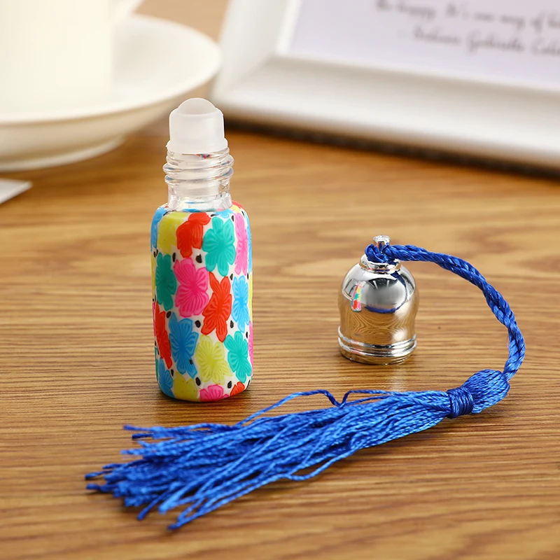 4pcs/set 6/10ml Portable Travel Glass Essential Oil Bottle Perfume With Ball Roller Many Patterns Sent At Random | Красота и здоровье