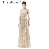 2021 vintage hot sexy v neck evening dress champagne gold black burgundy silver sequin prom dress long vestido l3101