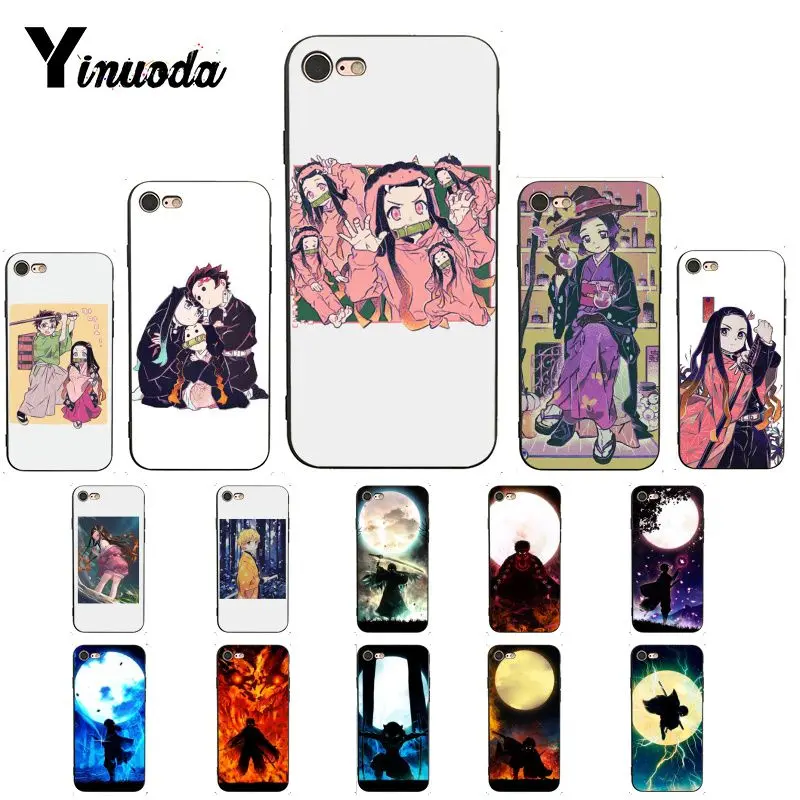 Yinuoda Demon Slayer Kimetsu no Yaiba черный ТПУ мягкий чехол для телефона iPhone 8 7 6 6S X XS MAX 5 5S SE XR 10 11
