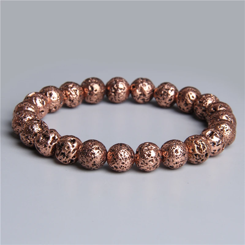 

Men's women Vintage Punk Plated Natural Volcanic Stone Bead Bracelet handmade simple best friend gifts jewelry lucky bracelets