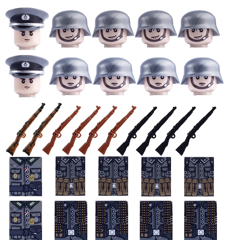 Военная Униформа WW2 немецкий строительные блоки Minifigs солдат сотрудников 98 к