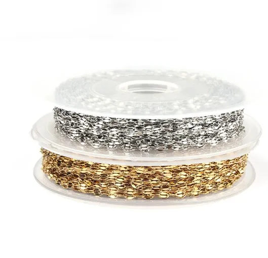 

2*4mm 5yard clavicle chain Stainless Steel Link Chains Bulk Steel hiphop for DIY Jewelry Chain Making Crafts df3fs