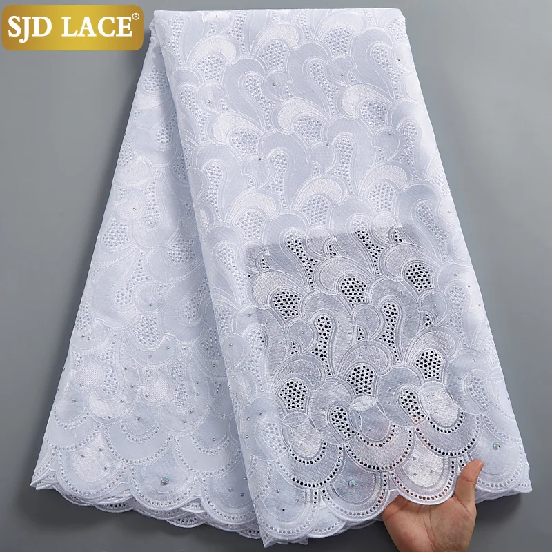

SJD LACE African Voile Lace Fabric High Quality 2021Purple Swiss Cotton In Switzerland Embroidery Dubai Laces For Garments A2417