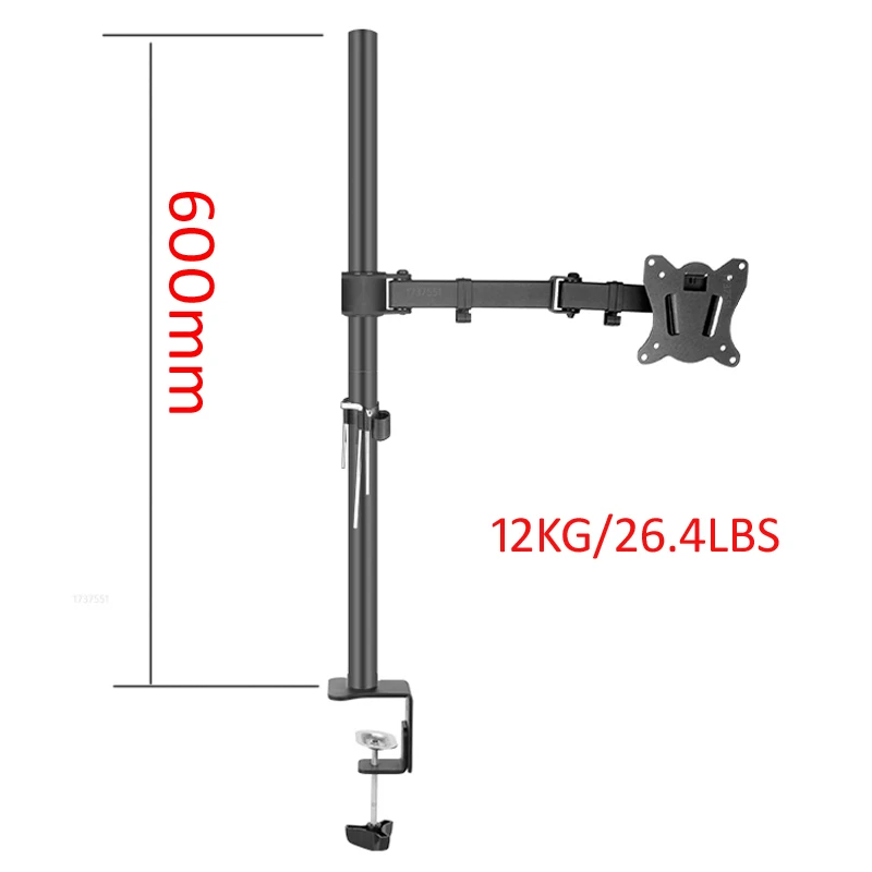 

600mm DL-T902-160 Desktop Stand Full Motion 360 Degree steel Monitor Holder 10"-27" clamp base Monitor Mount Arm Load 12kg