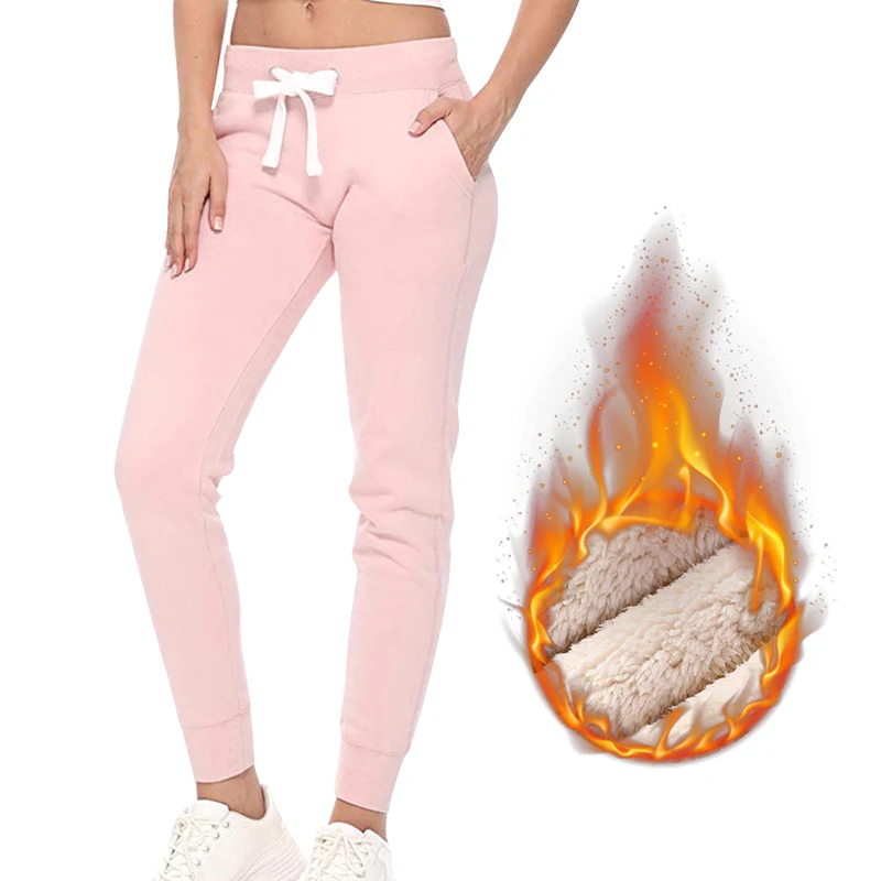 pink Зимние теплые кашемировые брюки для женщин, одноцветные повседневные брюки, женские свободные шаровары, модные спортивные штаны, штаны для бега - Цвет: pink