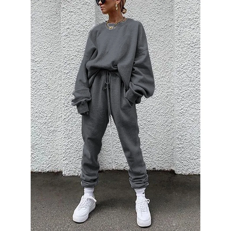 

Women Two Piece Sets long sleeve Tracksuit Sweatshirts Sporting Suit Female Casual Tops Pants Sports Pullovers Pocket