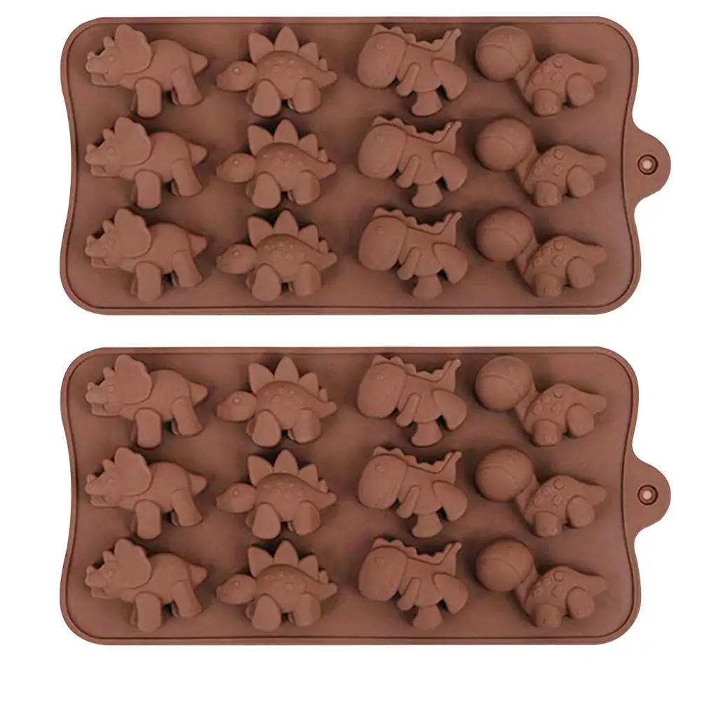 

2Pcs Silicone Mould Dinosaur Chocolate Mold Non-Stick Silicone Candy Fondant Mould DIY Baking Mould For Making Candy Pudding Ice