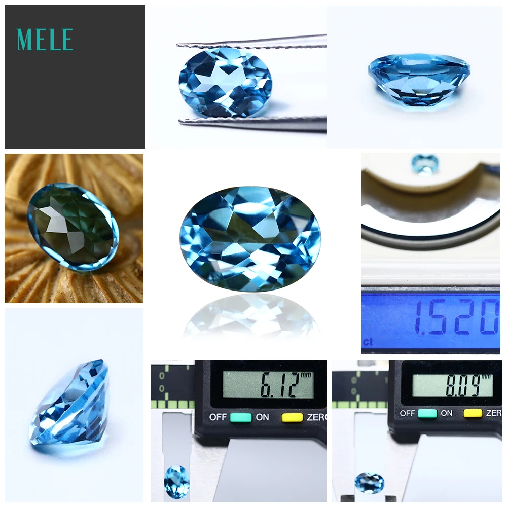 Натуральный голубой топаз 1.5ct Швейцарский Голубой Кристалл 6*8 мм эллиптический
