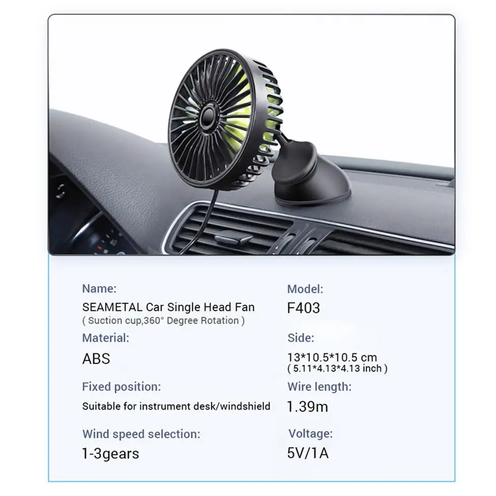 

12/24V USB Car Fan Dashboard Air Circulation Fans ABS 3 Speeds Summer Cooling Fan High Airflow Fan Car Accessories For Summer