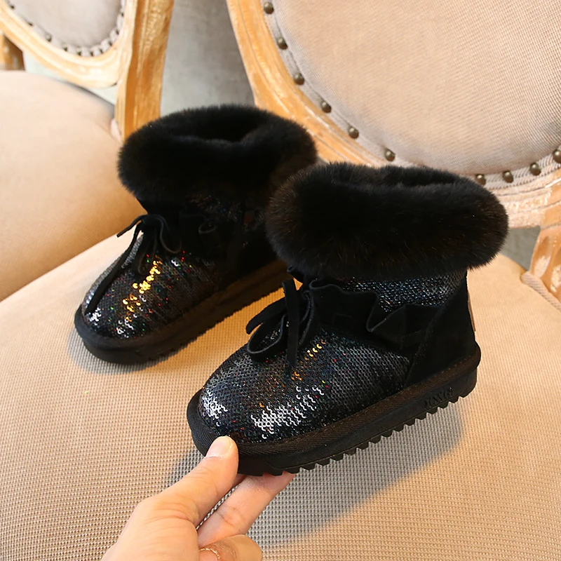 Зимние сапоги для девочек новинка 2019 теплая Нескользящая хлопковая обувь детей 1
