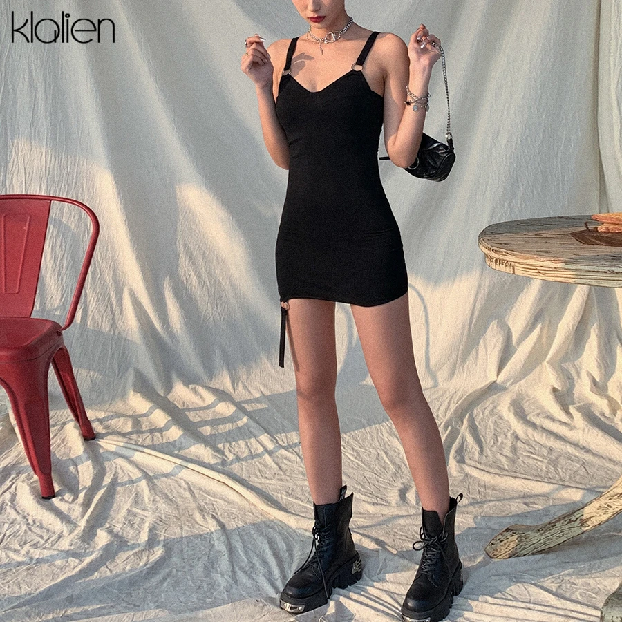 Женское облегающее мини-платье kalien черное платье с низкой грудью в стиле