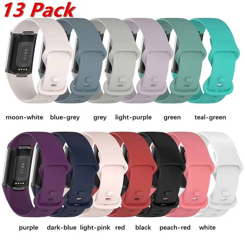 

(13 Pack) Sport Bands for Fitbit Charge 5 Smartwatch Soft Silicone Watch Strap Wristbands Bracelet Replacement for Charge 5