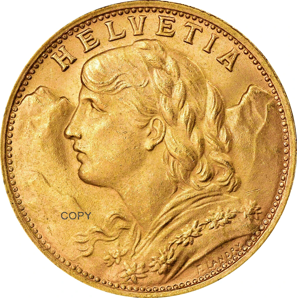 Швейцария Федеральное государство 1947 B золото 20 франков Helvetia копия монета