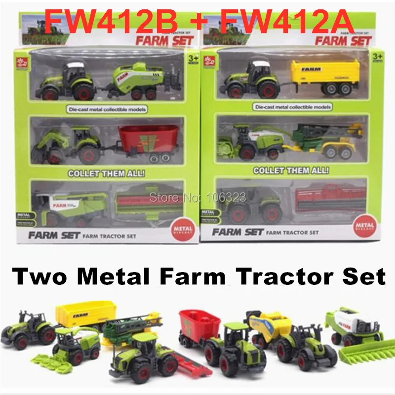 FW412A FW412B-STP Литые под давлением фермерские игрушечные транспортные средства, литые под давлением металлические коллекционные модели автомобилей, сельскохозяйственные тракторы плантаторы трейлеры игровой набор, собрать их все - Цвет: FW412A FW412B-STP