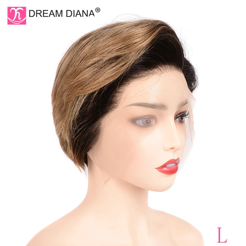 DreamDiana, Омбре, 13x4, парик на кружеве, Омбре, прямой Боб, парик на кружеве, Реми, бразильский кружевной парик, 8 дюймов, человеческие волосы, парики с низким коэффициентом