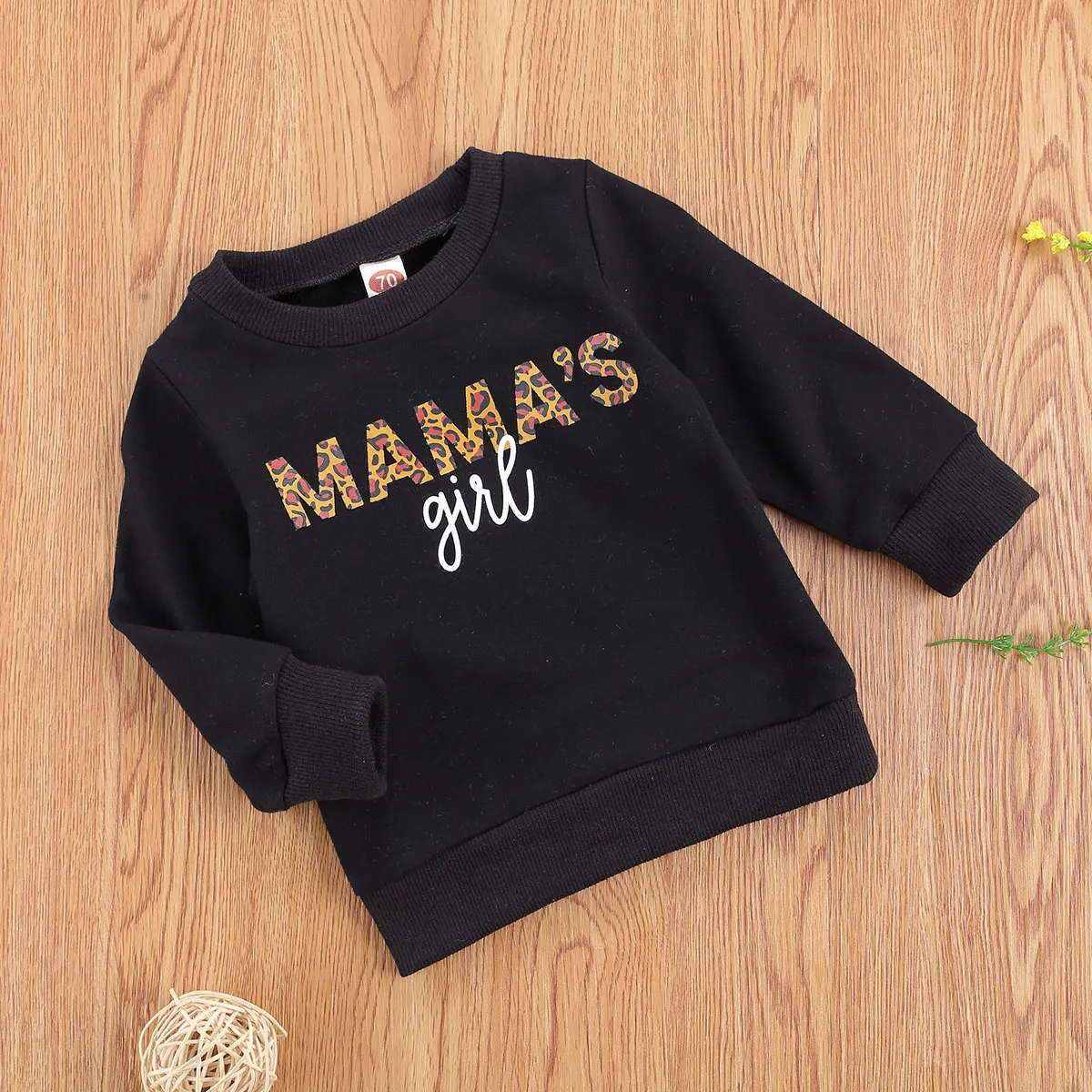 0-3Y Toddler Baby Girls Sweatshirt Top Leopard Mom's Girls Letter Printed Long Sleeve Hoodies Autumn Kids Outwear 0-3years