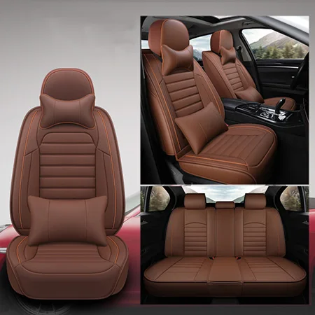 Кожа авто чехлы на сиденья для peugeot 206 3008 2008 307 507 508 кіа cerato Chevrolet Orlando mitsubishi lancer автокресла - Название цвета: Coffee Luxury