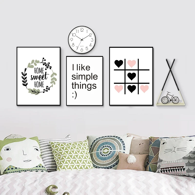 Современная картина из парусины Love Sweet Home с буквенным принтом настенный