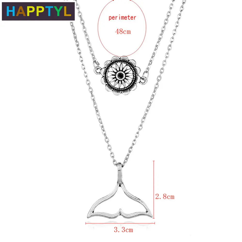 HAPPTYL 1 шт. двухслойная Подвеска со слоями эфирного рыбьего хвоста Подсолнух колье