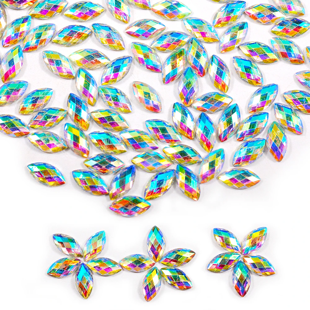 Блестящие Стразы AB 4x8 мм 1000 шт. с плоской спинкой конским глазом модный дизайн