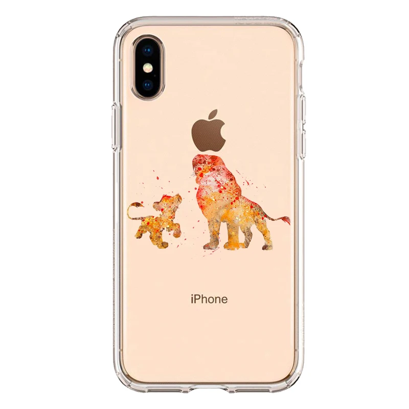 Милый мягкий силиконовый чехол из ТПУ с изображением короля льва Simba для телефона iPhone XS MAX 6 6S 7 8 Plus X XR прозрачный чехол