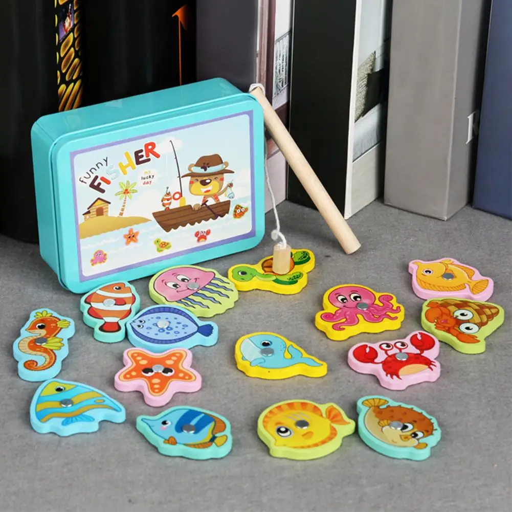 Магнитная рыболовная удочка с милым принтом развивающие игрушки для детей