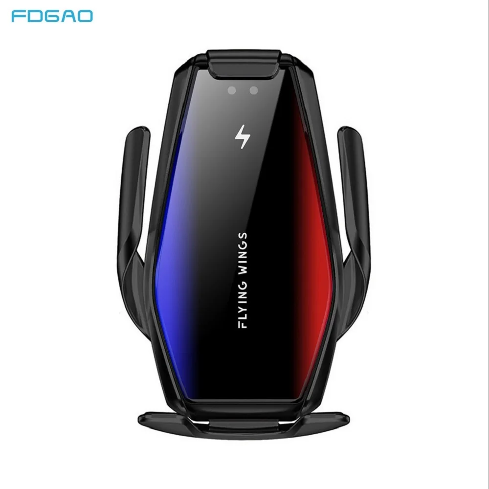 

15W Quick Charge Automatic Clamping Qi Car Wireless Charger For iPhone 12 11 Pro XS MAX XR X 8 Infrared Sensor Car Phone Holder