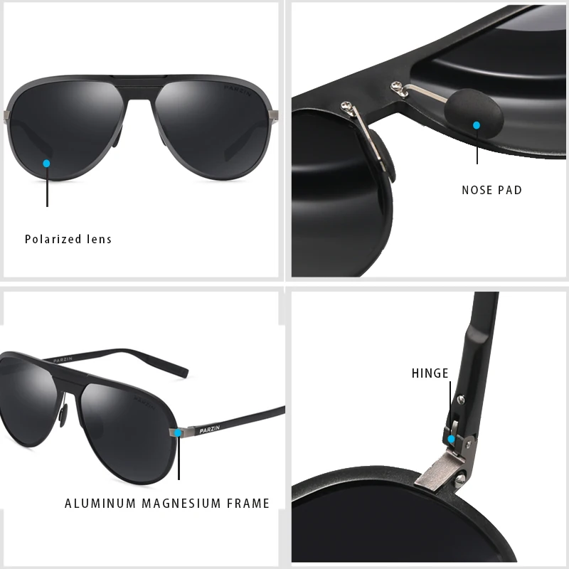 Мужские классические поляризованные солнцезащитные очки PARZIN для вождения Shield UV