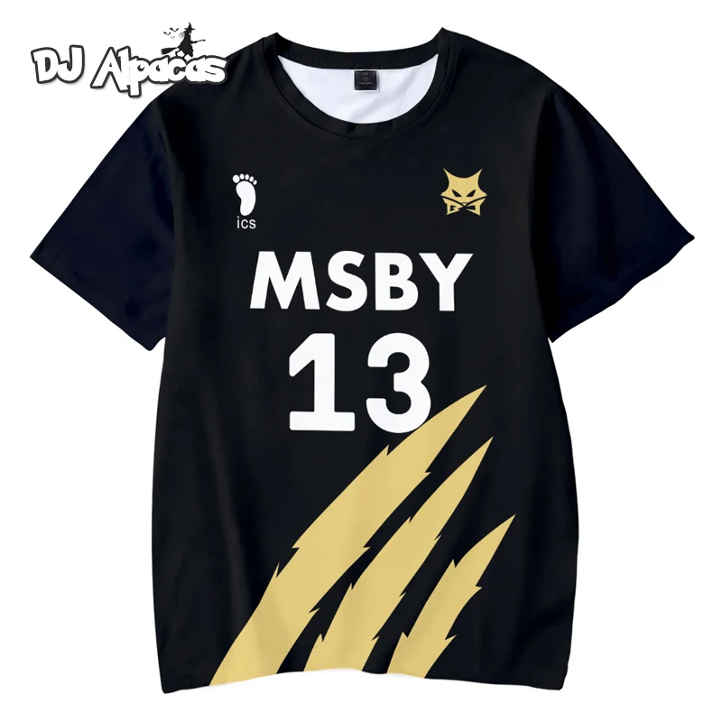 

Haikyuu MSBY Black Jackal 3D Summer T-shirt Cartoon Tees O-neck Fashion Short Sleeve Piece Cartoon Casual Anime Women/men/kids