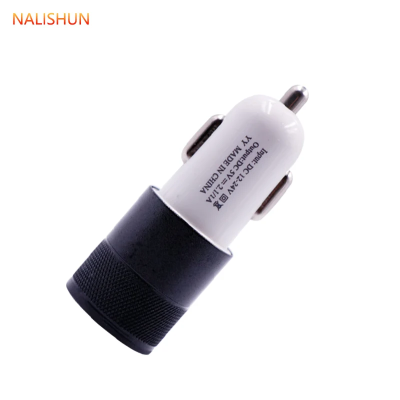 Двойной Переходник USB для зарядки в машине 3.1A смартфон/планшет автомобильное металлическое зарядное устройство - Цвет: 1pcs-black
