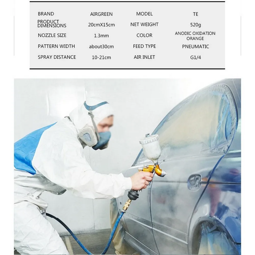 TE Spray Gun Nozzle Airbrush 1.3mm 600ml HVLP Paint Car Painting Furnitures DIY Kit Auto Repair Tool |