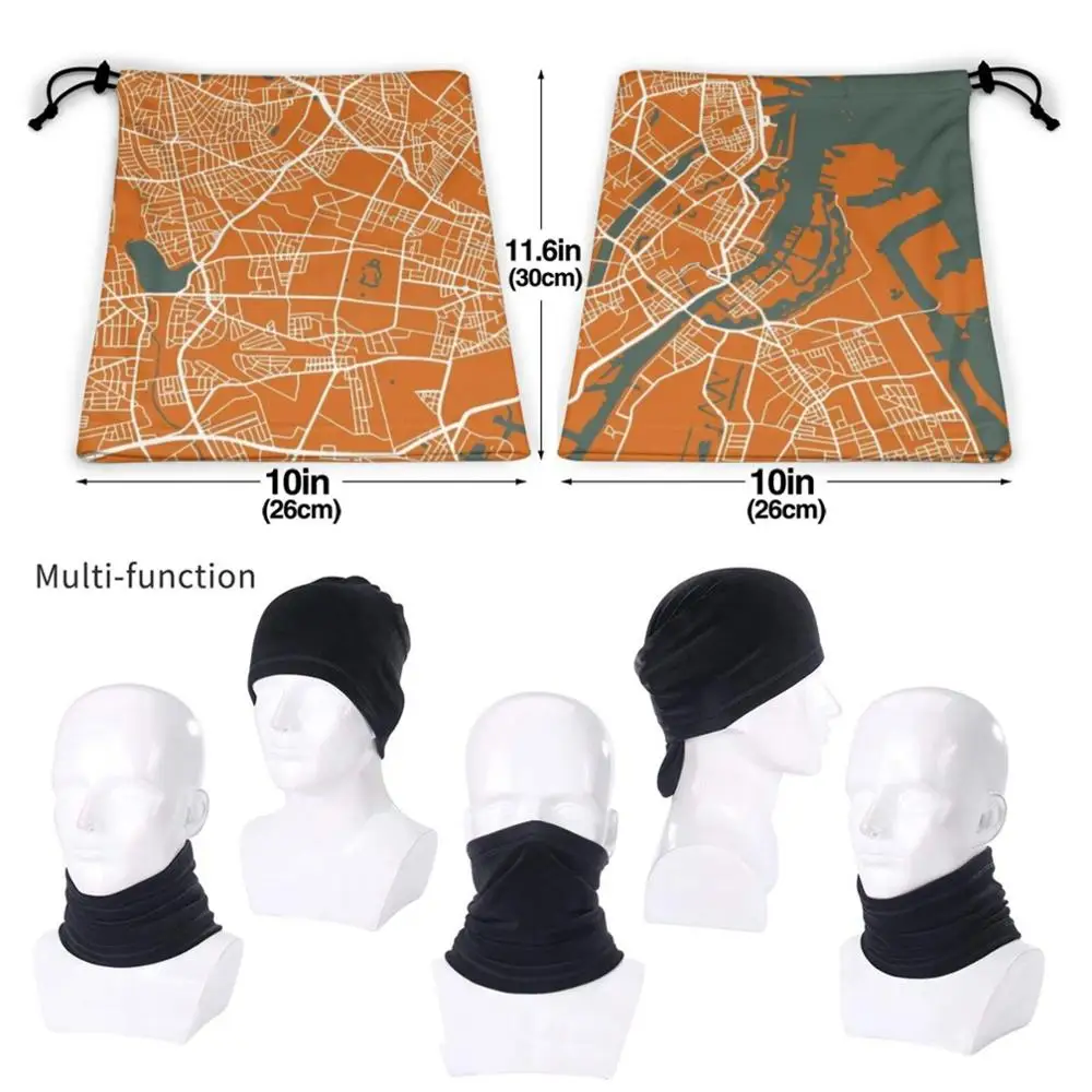 Копенгагенская карта Дании | Оранжевый цвет Карта города микрофибра для шеи