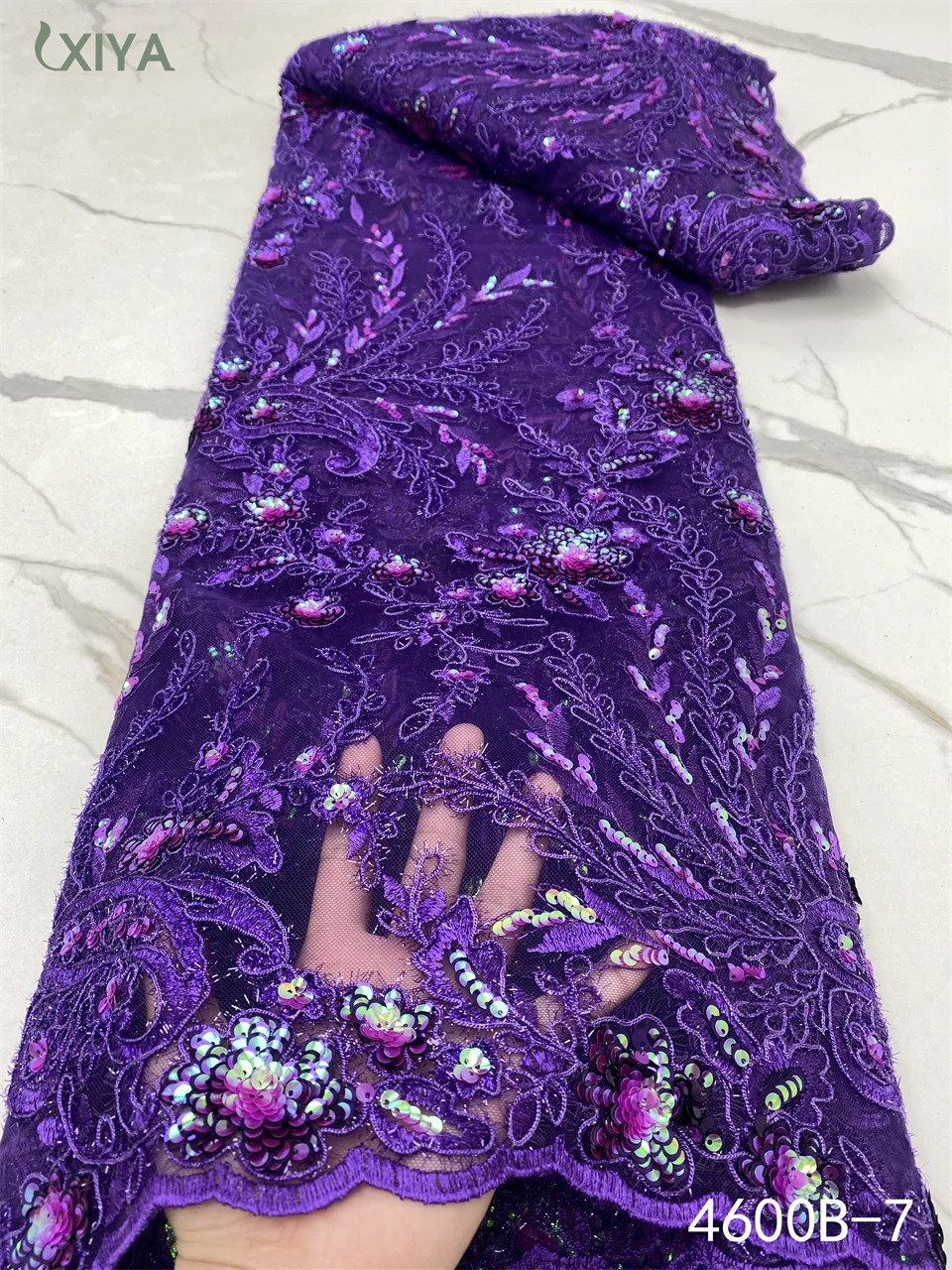 

Embroidery African Sequin Lace Fabric French Net Lace Fabric with Sequins Latest Nigerian Lace Fabric for Party Dress APW4600B