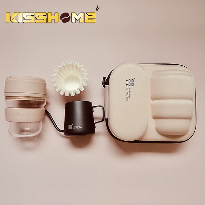 

Набор для кофе ручной работы, комплект для путешествий, кофейная чашка, портативный стеклянный подвесной котелок, европейская маленькая Ро...