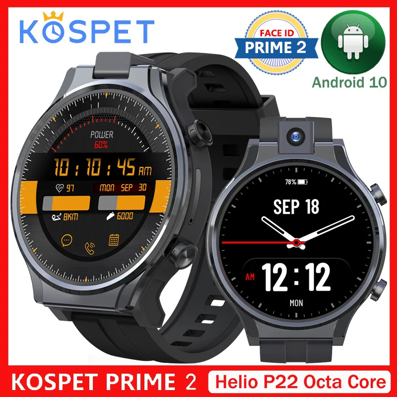 

Kospet Prime 2 4G Android 10 Smart Watch Helio P22 Octa Core 4GB 64GB For Men Smartwatch Phone 13MP Camera Face Unlock GPS WIFI