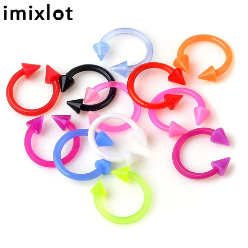 Кольца Imixlot для пирсинга носа разноцветные Открытые живота губ языка пупка 12