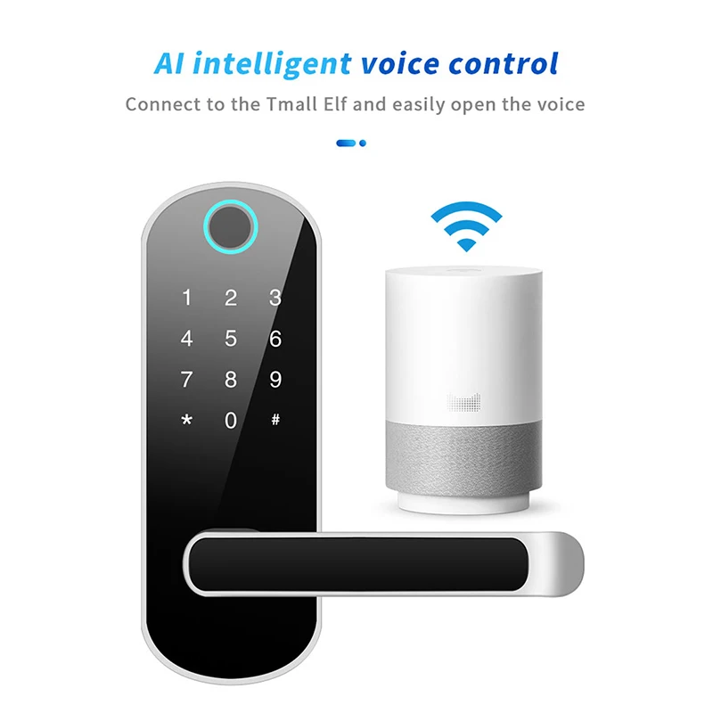 

Digital Bluetooth Smart Fingerprint Door Locks Code Wifi Card Security Doorlock Office Remote Control AI Sound Control