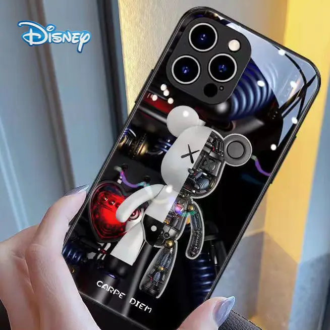 

Disney Cartoon Glass Mobile Phone Case for iPhone 13 12 11 Pro Max Mini XR XS 7 8 Plus Boy Creativity Cell Phone Back Covers