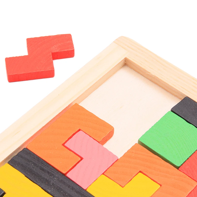 

1PC Woonden Colorful Tangram Puzzle Toys Brain Tetris Jigsaw Toys Game Preschool Intelligence Children Early Educational Kid Toy