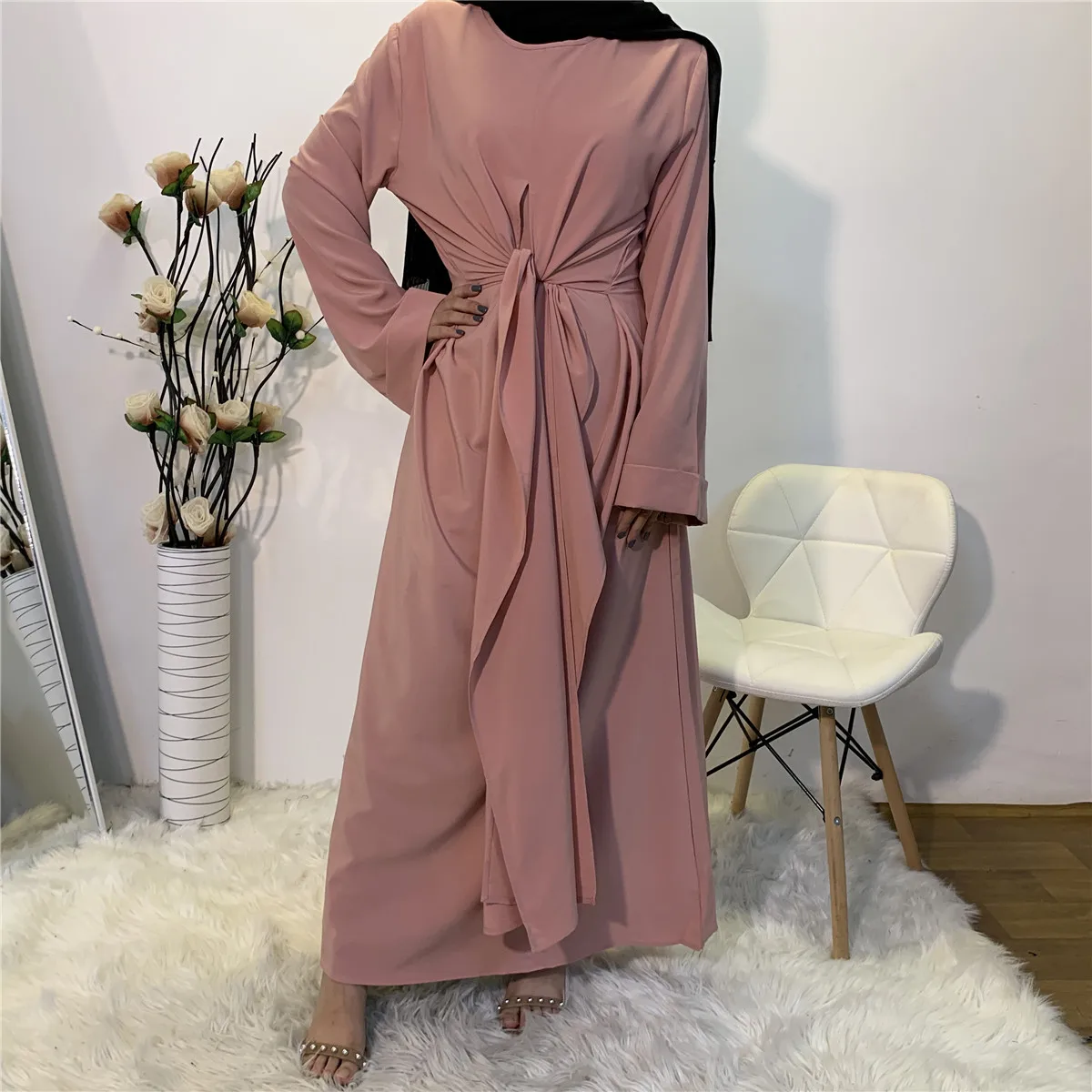 Модное женское платье Abaya Дубай из двух частей в европейском и американском стиле, Бандажное платье Дубая на Ближний Восток