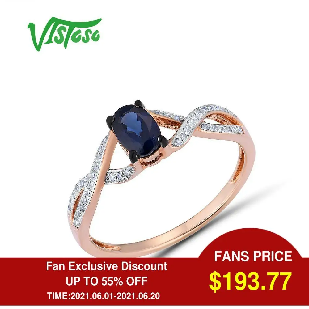 VISTOSO золотые кольца для женщин Подлинная 14 K 585 розовое золото кольцо сверкающий