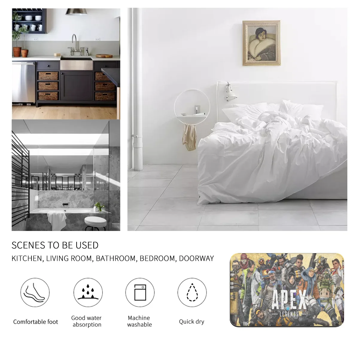 

Apex Legends Game Graphic Printed Flannel Room Bathroom Mat Doormat Size 40Cm By 60Cm Room Bedroom Home Decoration Free Shiping
