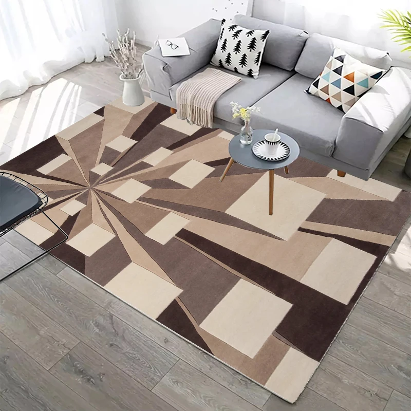 

Minimalist Geometric 3 Layers Carpet Rug For Living Room Bedroom Kitchen Bathroom Washable Non-slip Soundproof Floor Protection