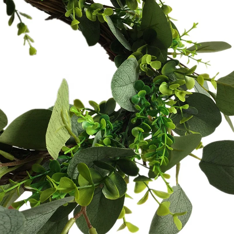 Венок с зелеными листьями эвкалипта искусственный шелк 17 дюймов кольцо дверной