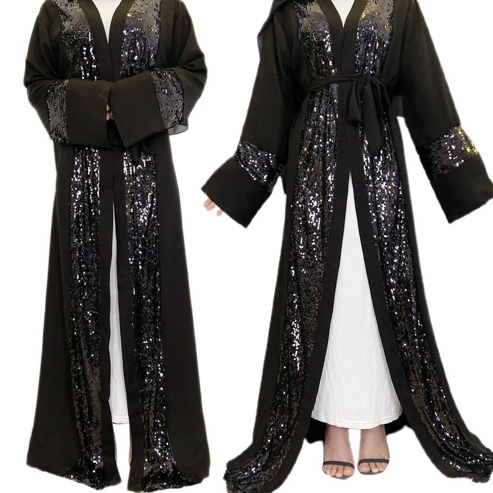 Платье-Макси женское с блестками, роскошное Модное в мусульманском стиле, Средний Восток, арабское кимоно с блестками