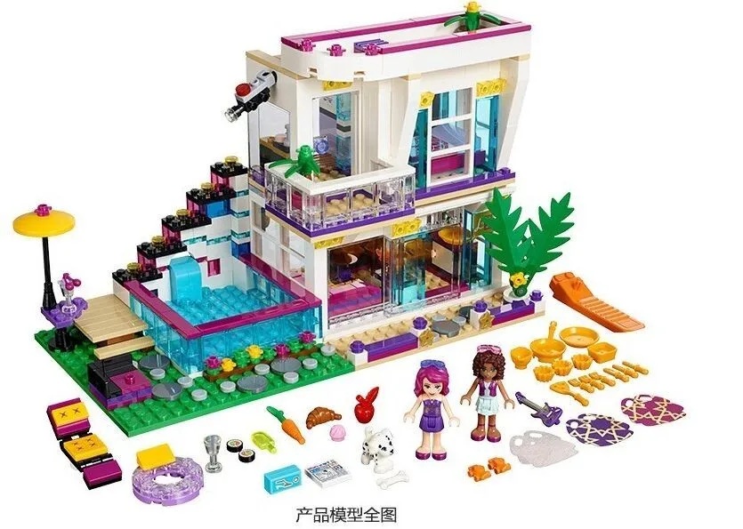

760PCS Pop Star Livi's House Building Block Compatible Legoinglys Friends for Girls Figures Bricks Educational Toys for Children