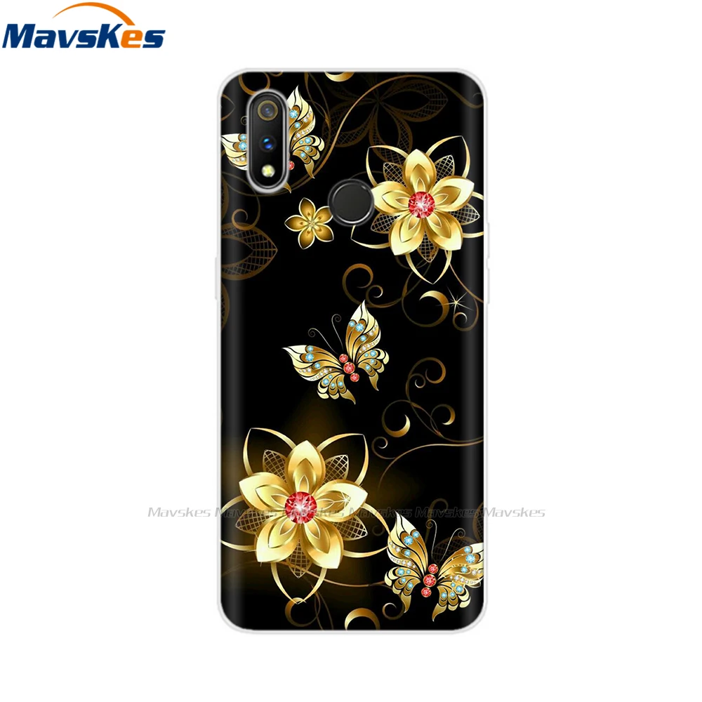 for oppo realme 3 pro case cover flower painted tpu silicone soft phone case for oppo realme 3 c3 back cover realme3 3pro cases free global shipping