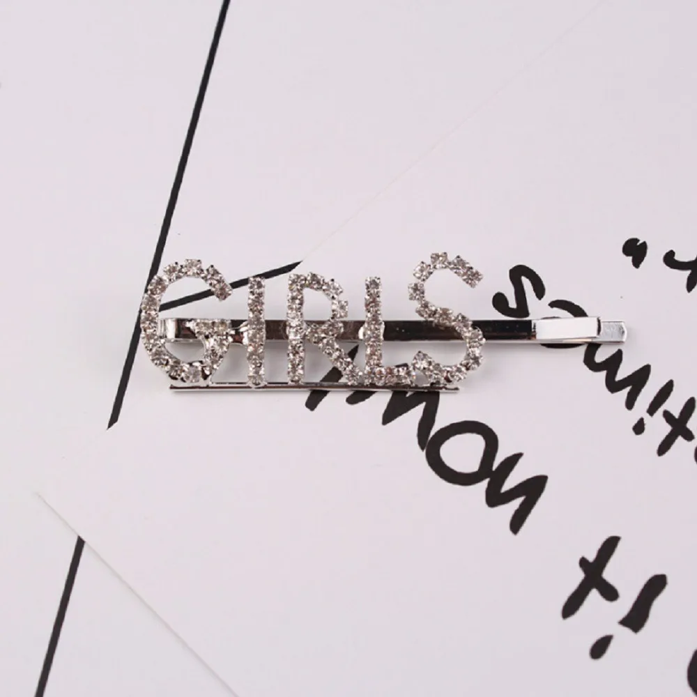 Модные стразы с надписями на английском языке заколка для волос девочек подарок
